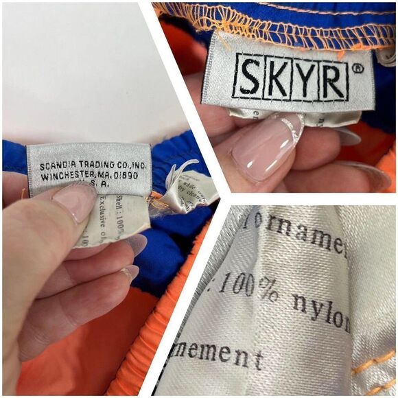 Vintage 80's Windbreaker Pants Neon Peach Nylon Size Small Zipper Cuffs Elastic - Picture 3 of 16